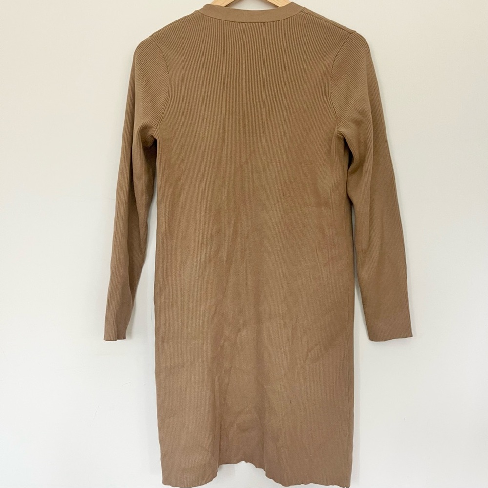 Lauren Ralph Lauren Open Front Cardigan Sweater Ribbed Knit Tan Brown Womens M - Picture 11 of 12